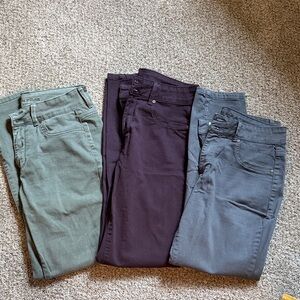 Maurices Skinny Jeans Trio — Olive, Plum, Slate